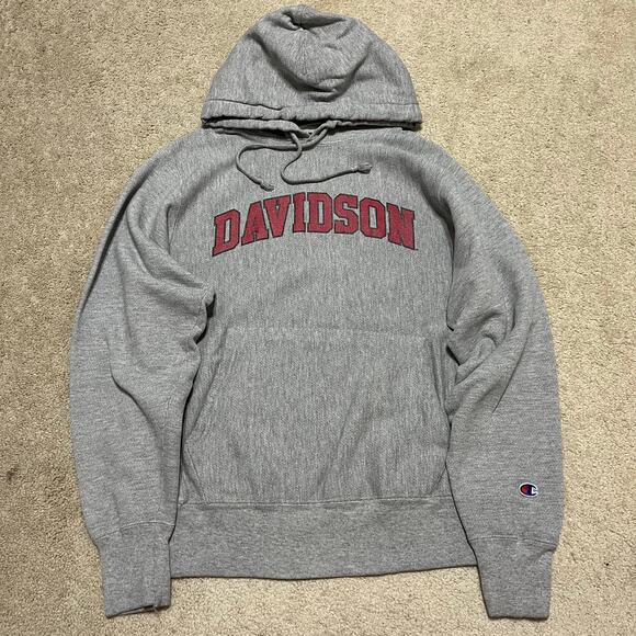 Champion Reverse Weave Davidson University Grey Hoodie Small - Picture 1 of 7